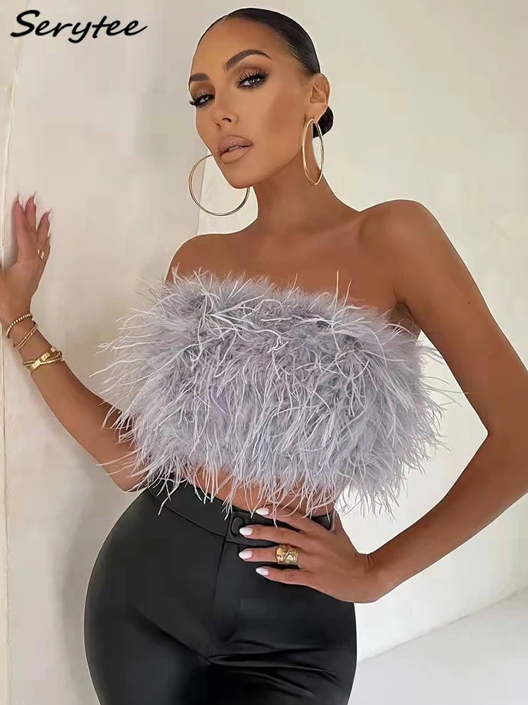 Serytee Sexy Off Shoulder Strapless Faux Feather Tube Top Vest Women 2022 Summer Sleeveless Fluffy Beach Party Tank Top Clubwear
Serytee Sexy Off Shoulder Strapless Faux Feather Tube Top Vest Women 2022 Summer Sleeveless Fluffy Beach Party Tank Top Clubwear