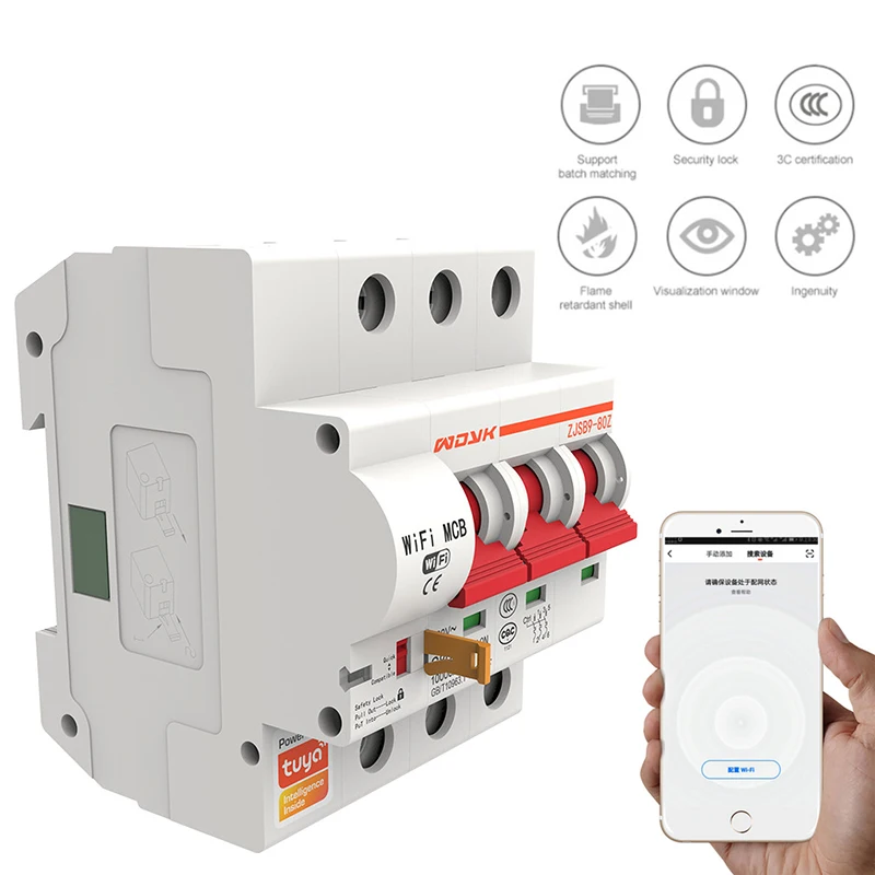 

NEW Tuya Smart ZJSB9 IoT Switch WIFI Circuit Breaker 220V 2P 400V 3P 4P 32A 63A 80A 100A 125A Support Alexa Google Smart Life