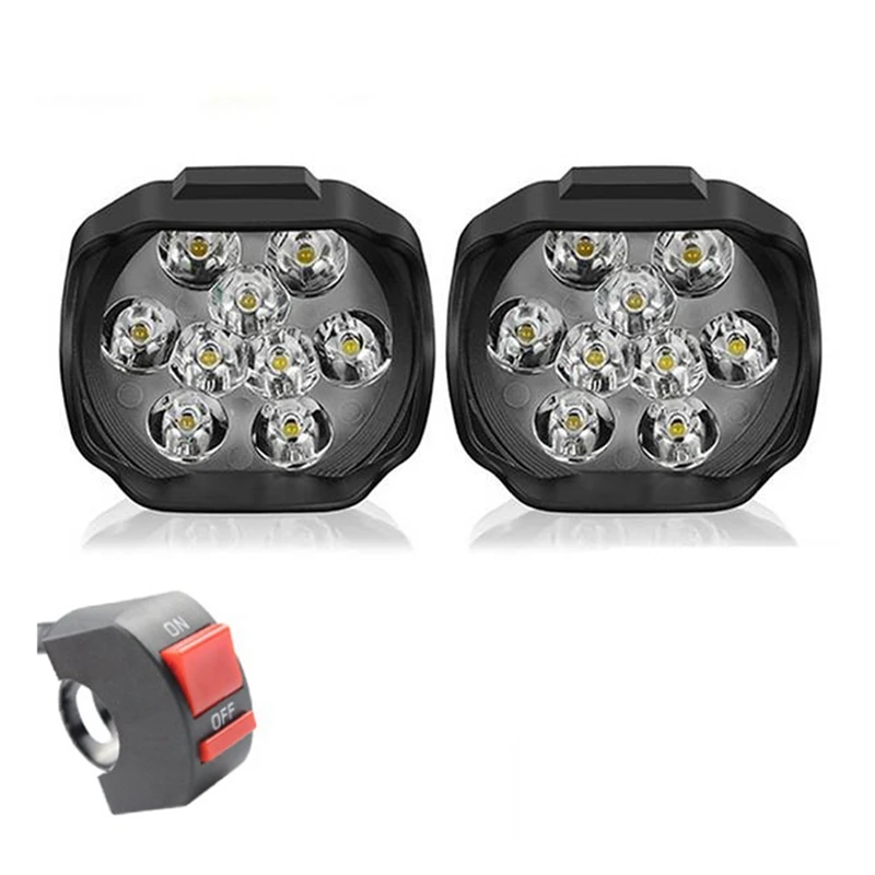 Motorcycle Headlight 9 LED 12V Super Bright Fog Spot White Work Light With Switch For Motorcycles Electric Bicycles
Motorcycle Headlight 9 LED 12V Super Bright Fog Spot White Work Light With Switch For Motorcycles Electric Bicycles