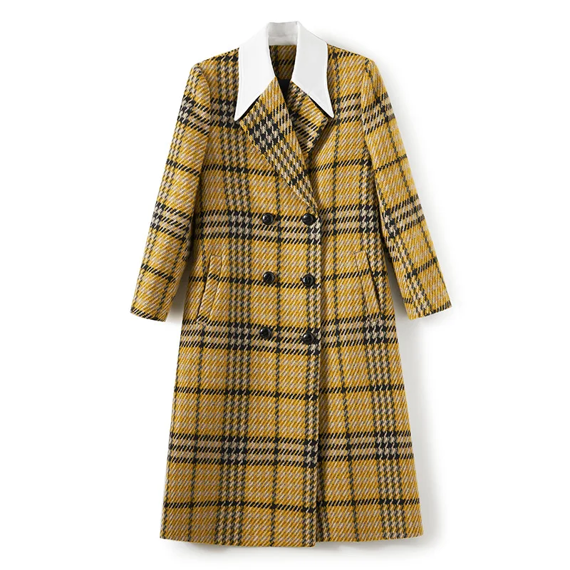 2022 Luxury Designer Runway Elegant Women's winter Coats Winter plaid Woolen Overcoat patchwork callor Double buckle Long Trench
2022 Luxury Designer Runway Elegant Women's winter Coats Winter plaid Woolen Overcoat patchwork callor Double buckle Long Trench