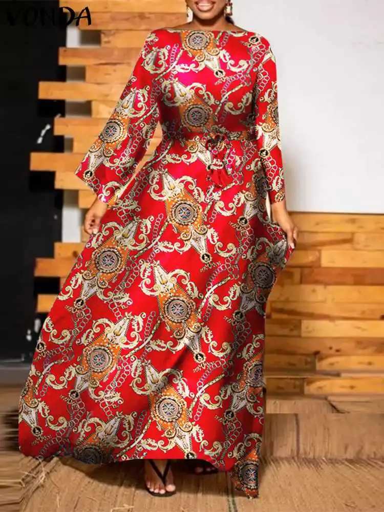 Plus Size 5XL VONDA Bohemian Women Maxi Dress 2023 Summer Flare Sleeve Printed Sundress Belted Casual Loose Pockets Vintage Robe
Plus Size 5XL VONDA Bohemian Women Maxi Dress 2023 Summer Flare Sleeve Printed Sundress Belted Casual Loose Pockets Vintage Robe