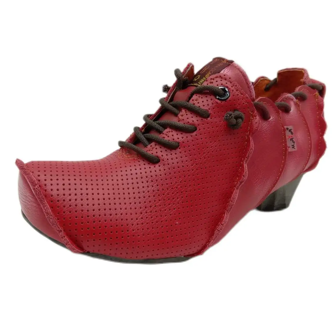 

TMA EYES Spring and Autumn Women's Unique New Solid Color Leather Shoes with Holes