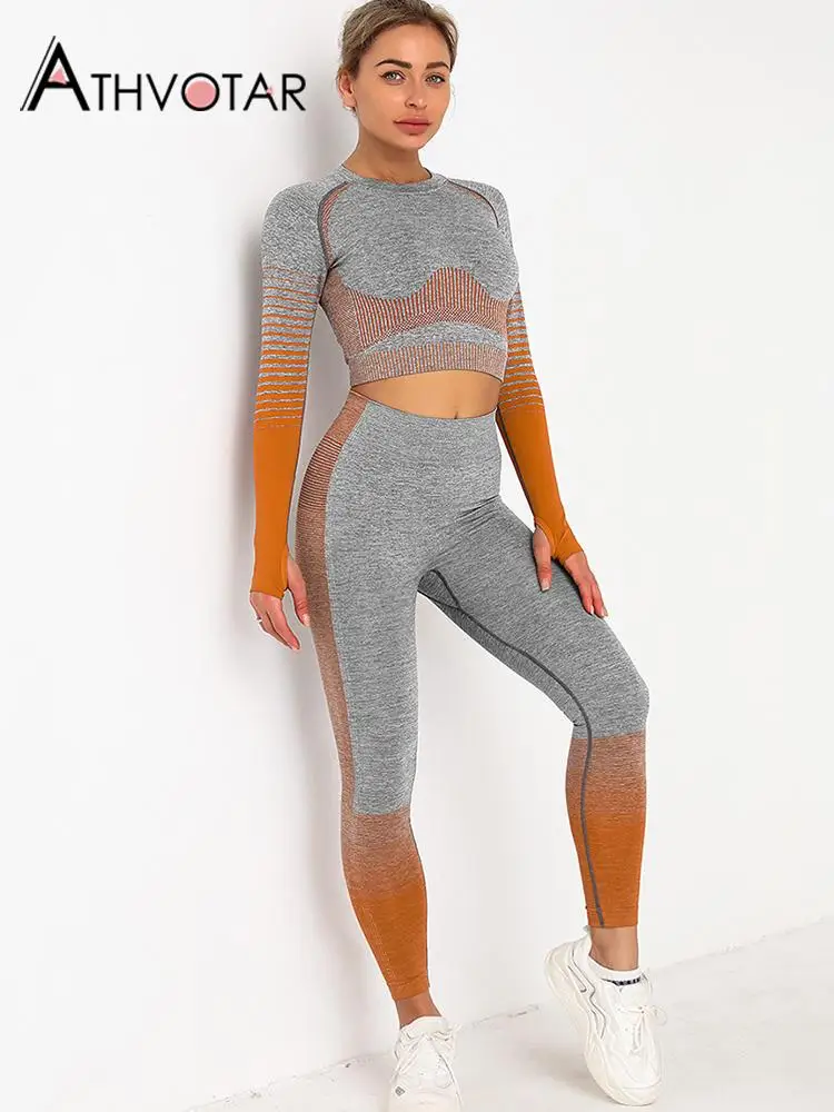 ATHVOTAR Set Woman 2 Pieces Seamless Long Sleeve Crop Top Quick Dry Sport High Waist Leggings Tracksuit Fitness Gym Female Set
ATHVOTAR Set Woman 2 Pieces Seamless Long Sleeve Crop Top Quick Dry Sport High Waist Leggings Tracksuit Fitness Gym Female Set
