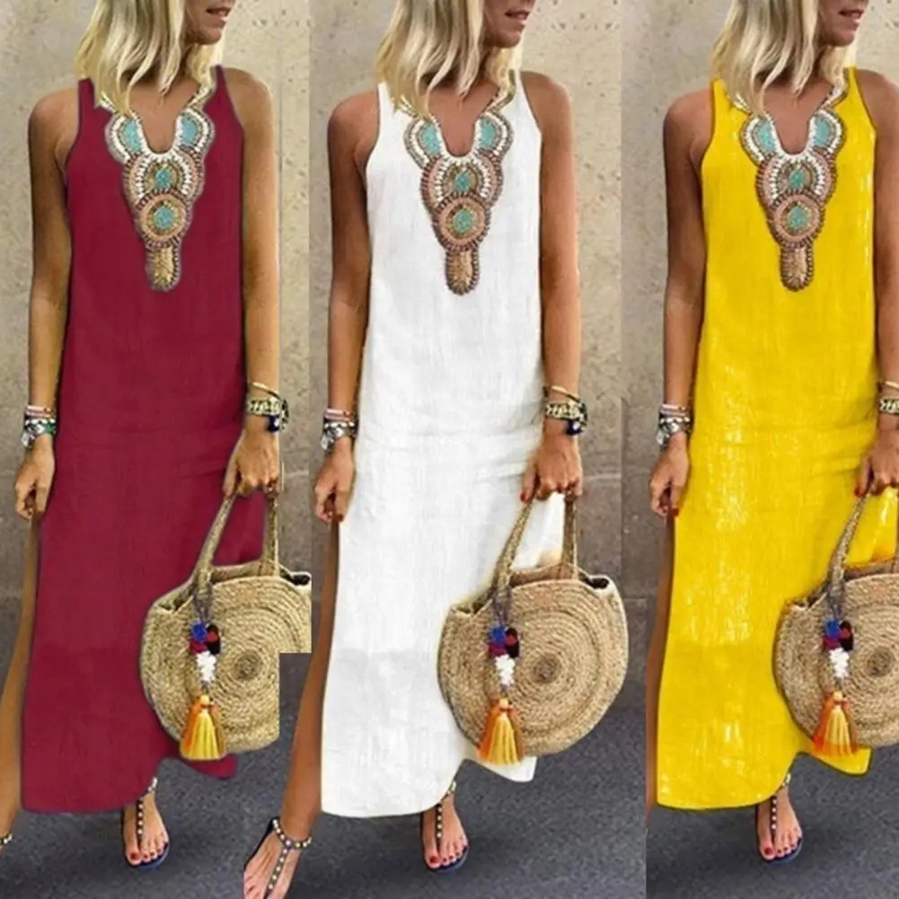 Sleeveless V-neck Maxi Dress Women Summer Cotton Linen Large Swing Loose Dress Casual Beach Holiday Long Dresses
Sleeveless V-neck Maxi Dress Women Summer Cotton Linen Large Swing Loose Dress Casual Beach Holiday Long Dresses