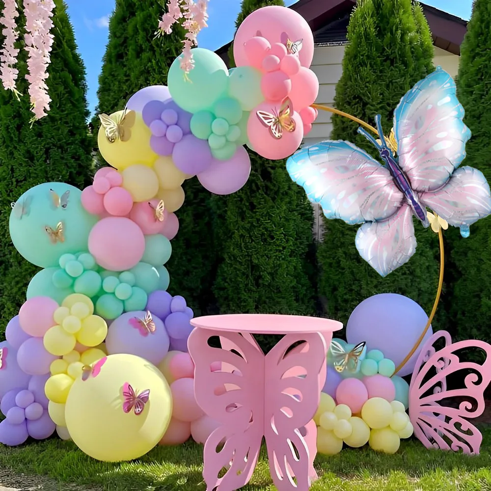 

127pcs/Set Giant Pink Purple Butterfly Foil Balloon Macaroon Pink Yellow Balloon Birthday Baby Shower Wedding Party Decoration