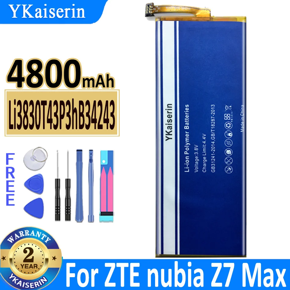 YKaiserin For ZTE Nubia Z7 Max NX505J Z7max 4800mAh Rechargeable Battery Li3830T43P3hB34243 For ZTE Nubia Z7 Max NX505J Z7
YKaiserin For ZTE Nubia Z7 Max NX505J Z7max 4800mAh Rechargeable Battery Li3830T43P3hB34243 For ZTE Nubia Z7 Max NX505J Z7