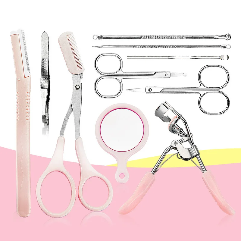 10-Piece Set Of Facial Tools Eyelash Curler Eyebrow Shaping Knife Acne Needle Ear Picking Nose Hair Scissors
10-Piece Set Of Facial Tools Eyelash Curler Eyebrow Shaping Knife Acne Needle Ear Picking Nose Hair Scissors