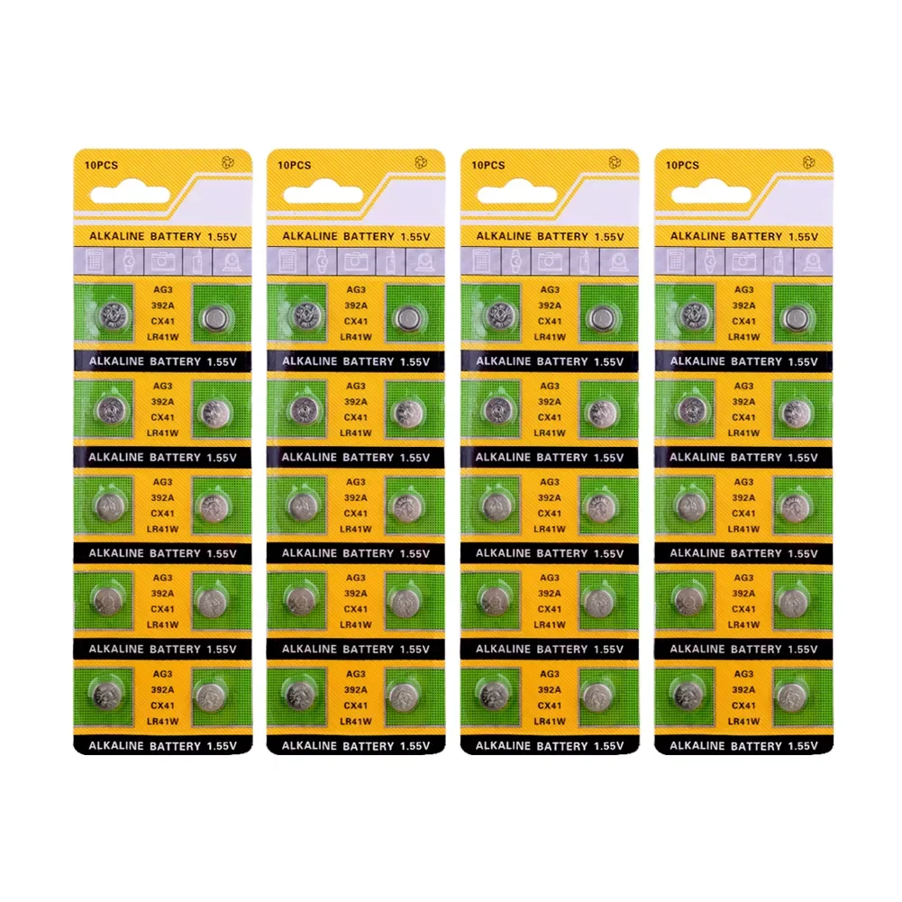 100pcs 1.55V AG3 LR41 SR41 392 192 Alkaline Batteries For Watch Toys Clock Electronic scale; L736 384 SR41SW CX41 Buttom Battery
100pcs 1.55V AG3 LR41 SR41 392 192 Alkaline Batteries For Watch Toys Clock Electronic scale; L736 384 SR41SW CX41 Buttom Battery