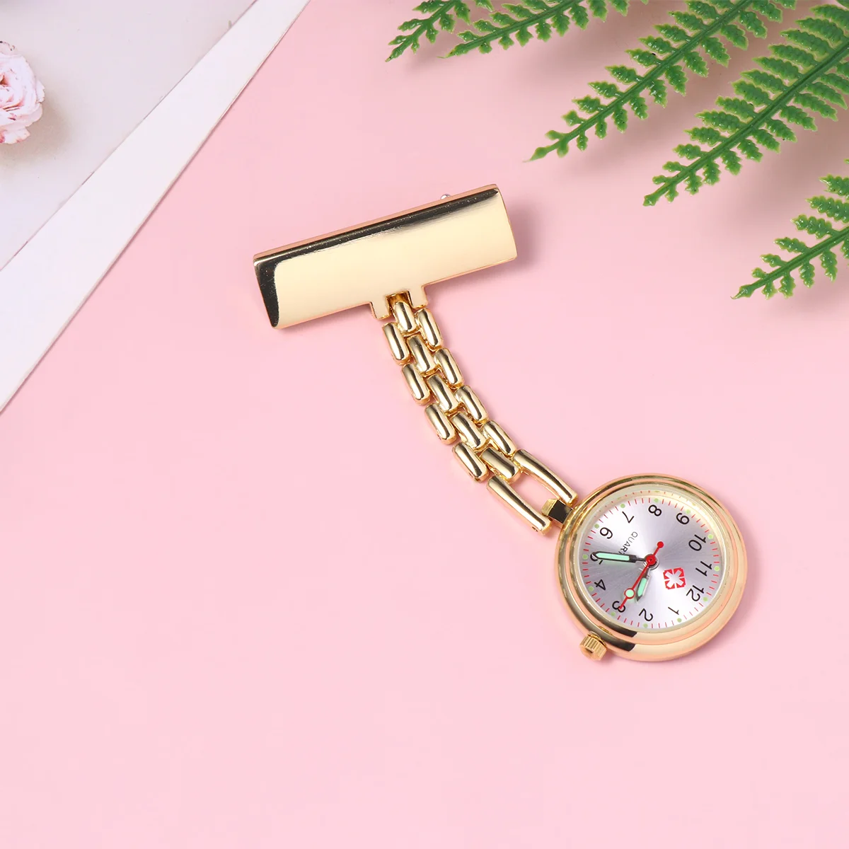 

Fashionable Safety Pin Nurse Pocket Watch Zinc Alloy Luminous Nurse Watch Doctor Hanging Watch (Rose Gold)