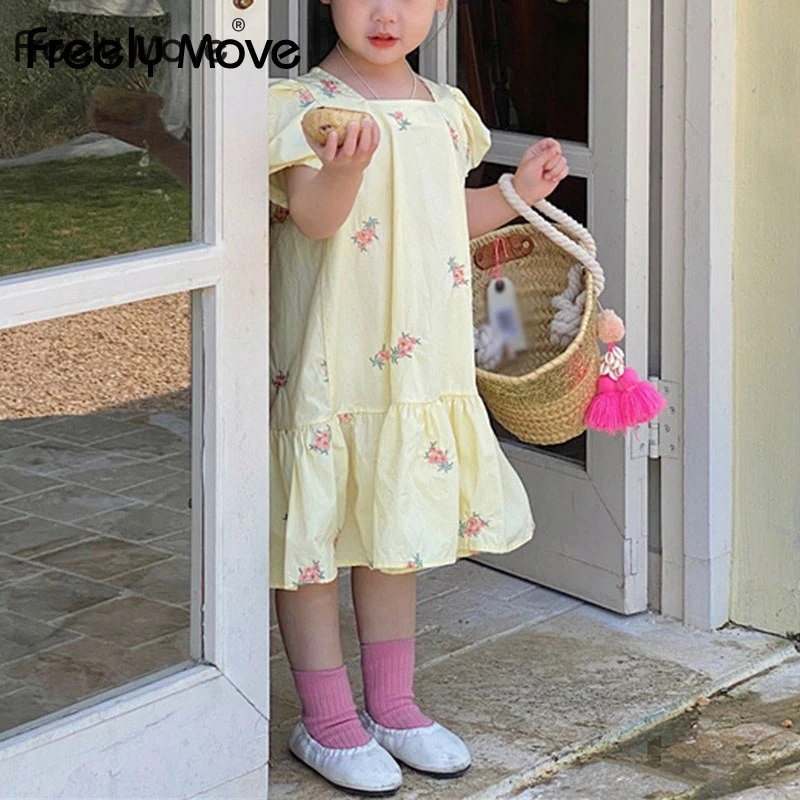 Freely Move Baby Girls Dresses Kids Short Sleeve Mid Length Ruffles Floral Embroidery Summer Princess Dress For Girls Korean
Freely Move Baby Girls Dresses Kids Short Sleeve Mid Length Ruffles Floral Embroidery Summer Princess Dress For Girls Korean