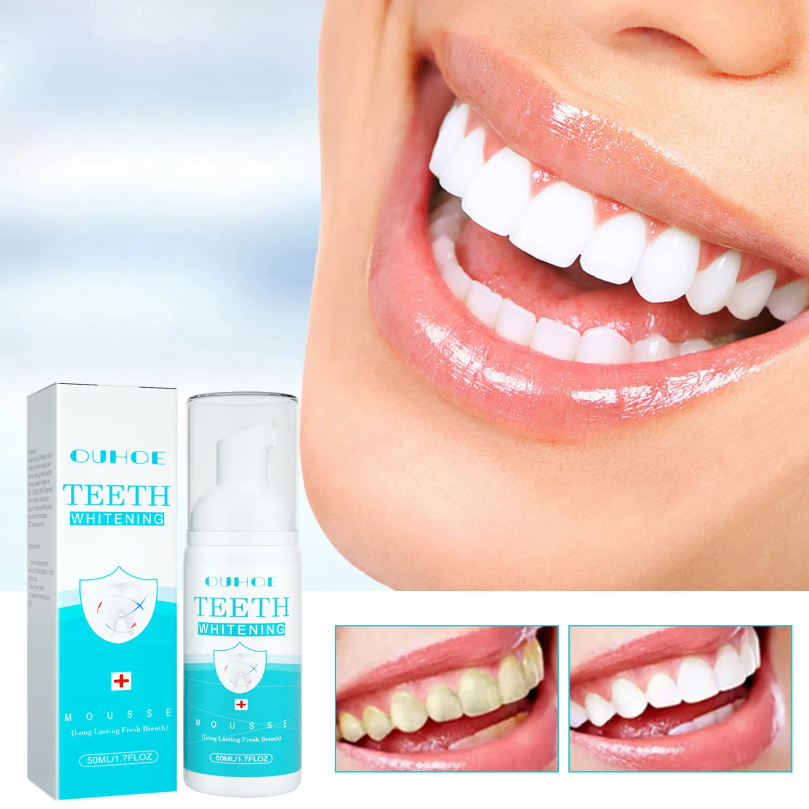 Teeth Whitening Mousse Toothpaste Dental Bleaching Deep Cleaning Remove Stains Dentistry Fresh Breath Lasting Oral Care Hygiene
Teeth Whitening Mousse Toothpaste Dental Bleaching Deep Cleaning Remove Stains Dentistry Fresh Breath Lasting Oral Care Hygiene