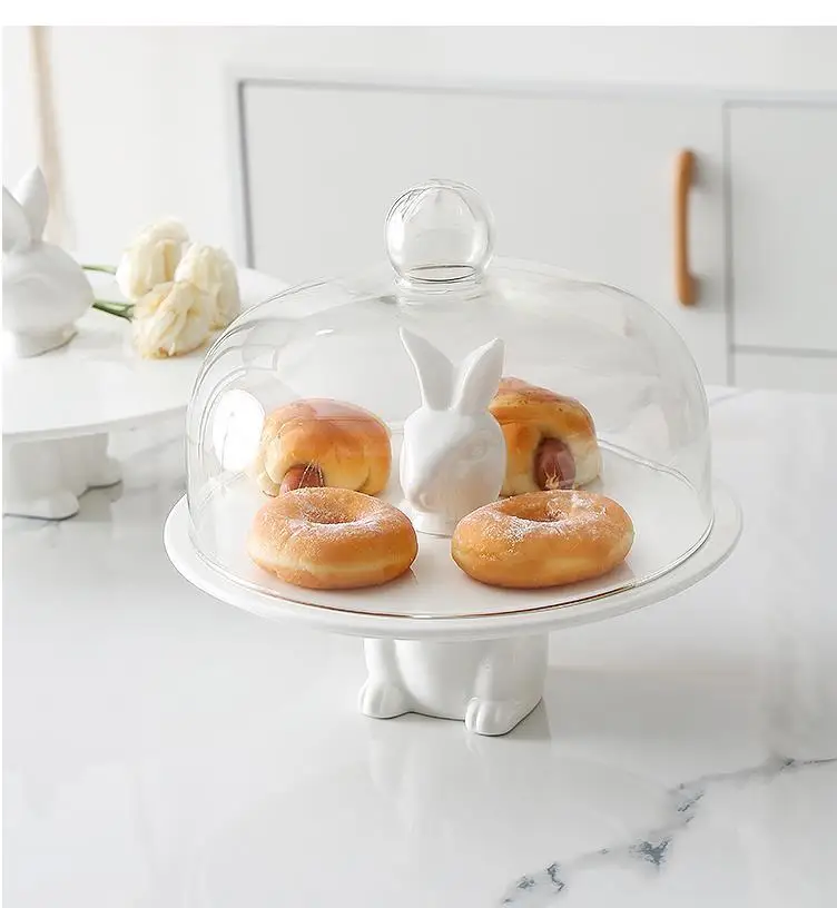 Nordic Cute Rabbit Fruit Plate Glass Cover Cake Tray Zero Household Tableware White Ceramic Plate Wedding Dessert Storage Tray 
Nordic Cute Rabbit Fruit Plate Glass Cover Cake Tray Zero Household Tableware White Ceramic Plate Wedding Dessert Storage Tray