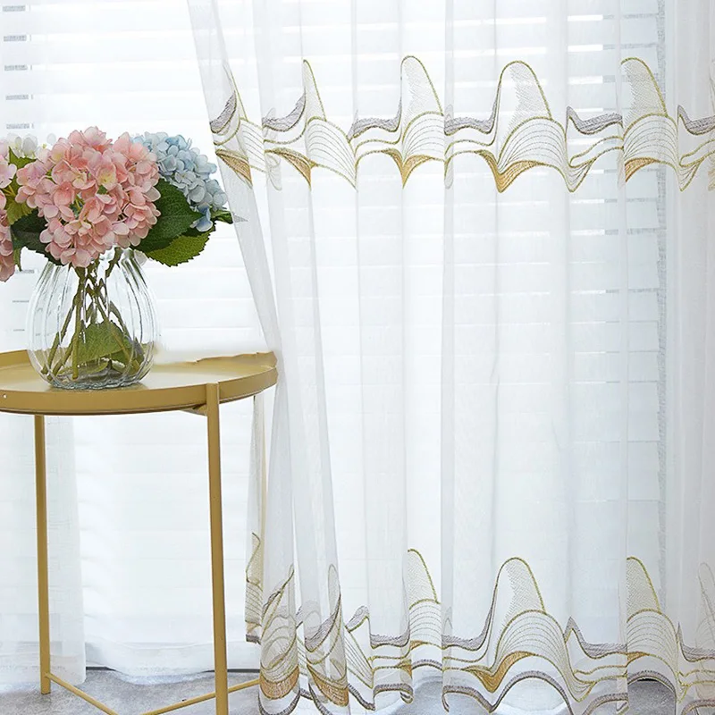 Small Fresh Wave Yarn Embroidered Curtains High Quality Material Tulle For Luxury Living Room Bedroom Study Home Decoration 
Small Fresh Wave Yarn Embroidered Curtains High Quality Material Tulle For Luxury Living Room Bedroom Study Home Decoration