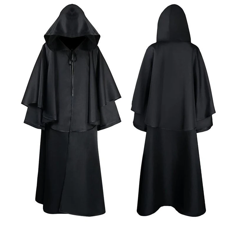

Halloween Medieval Vampire Pastor Grim Reaper Hooded Cloak Robe Cosplay Costume Masquerade Clothes Men Vicking Costumes Hoodies