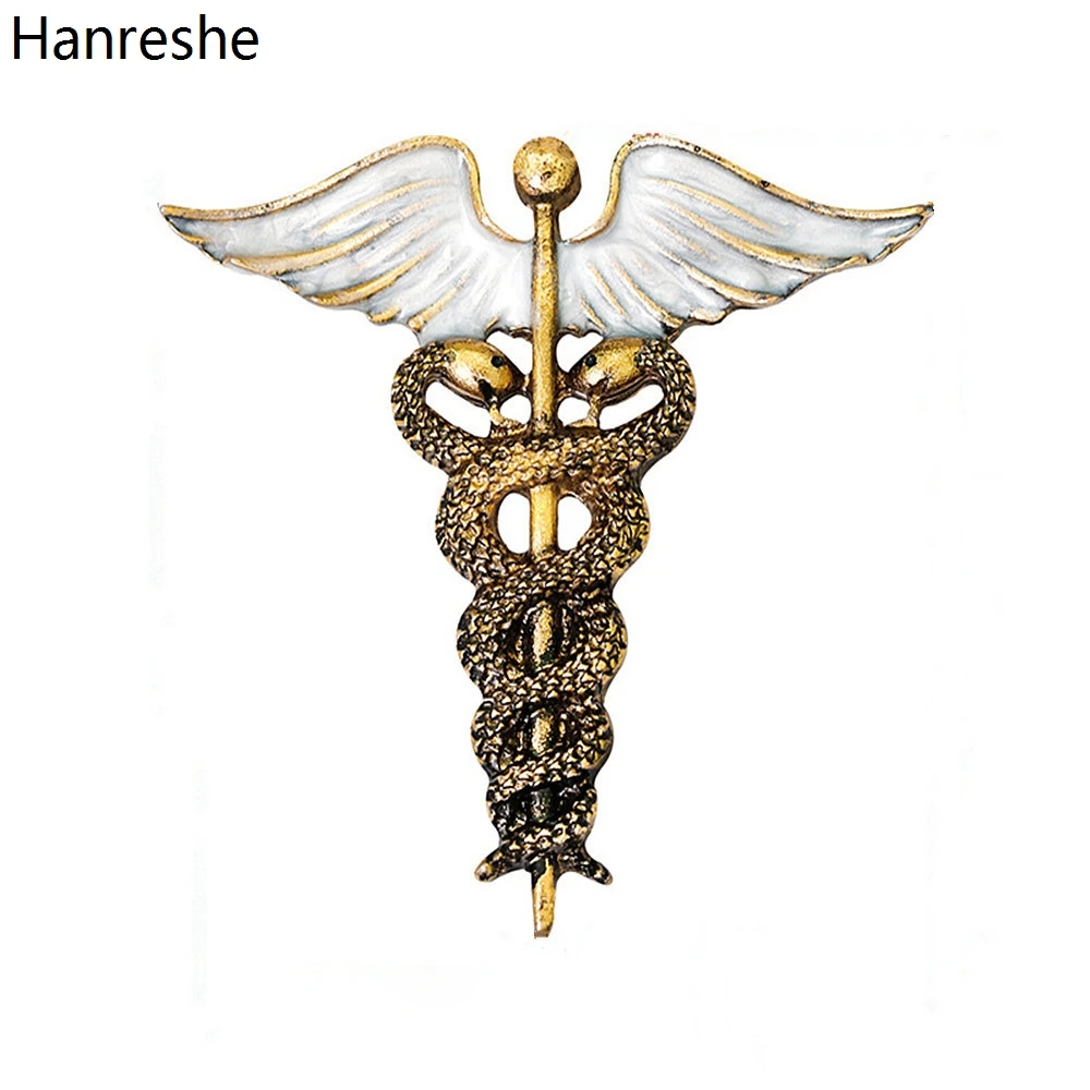 

Hanreshe Medical Caduceus Classic Brooch Pin Snake Stick Wings Medicine Lapel Badge Doctor Nurse Jewelry Student Graduation Gift