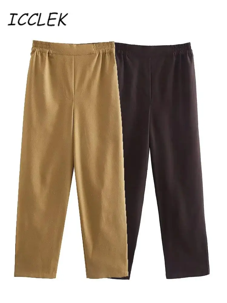 Icclek 2022 Spring Summer Casual Cotton Linen Look Pants Women Elastic Waist Pockets Retro Loose Women's Harem Pants Trousers
Icclek 2022 Spring Summer Casual Cotton Linen Look Pants Women Elastic Waist Pockets Retro Loose Women's Harem Pants Trousers