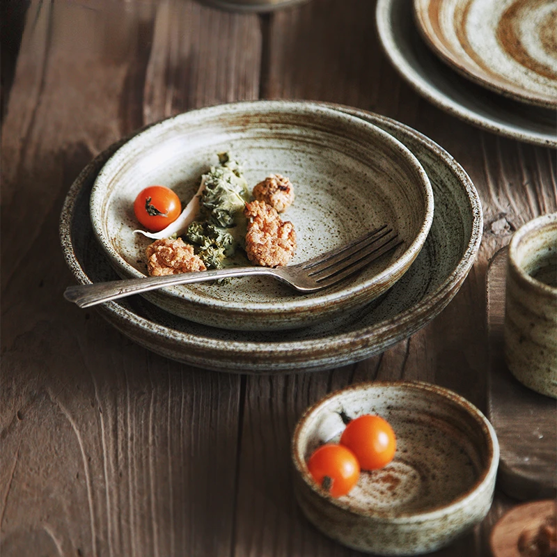 Retro Ceramic Rice Bowl Round Plate Tableware, Salad Plate, Rusty Plate Serving Dinner Set Plates and Dishes Kitchen Plates Sets
Retro Ceramic Rice Bowl Round Plate Tableware, Salad Plate, Rusty Plate Serving Dinner Set Plates and Dishes Kitchen Plates Sets