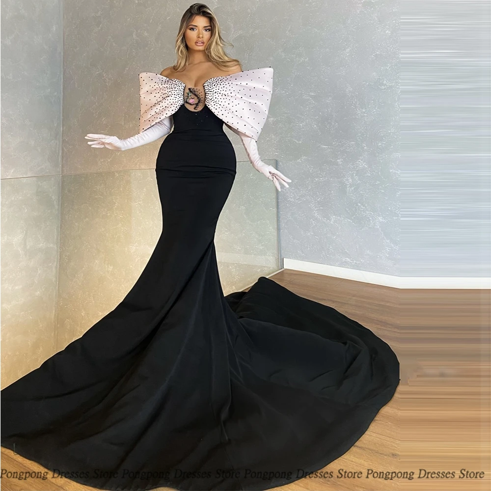 Black High Quality Mermaid Evening Dresses Off-the-shoulder Beads Open Back Big Bows Party Glitter Women Dress Vestidos De Fies
Black High Quality Mermaid Evening Dresses Off-the-shoulder Beads Open Back Big Bows Party Glitter Women Dress Vestidos De Fies