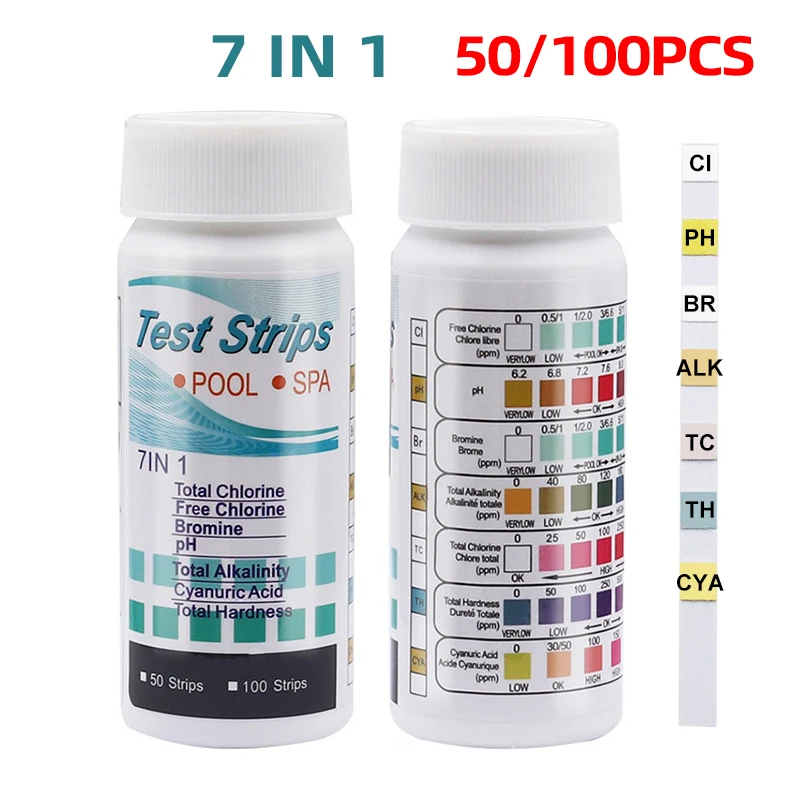 100pcs 7 In 1 Multipurpose Chlorine PH Test Strips SPA Swimming Pool Water Tester Paper Residual Chlorine PH Value Test
100pcs 7 In 1 Multipurpose Chlorine PH Test Strips SPA Swimming Pool Water Tester Paper Residual Chlorine PH Value Test