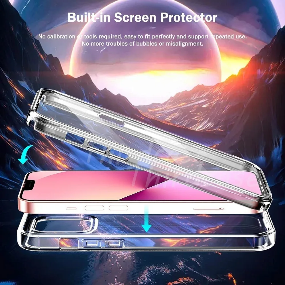 360 Full Body Shockproof Cover for iPhone 13 11 12 Pro XS Max 6S 7 8 Plus Double Layer Clear Case SE 2022 X XR Protector | Мобильные