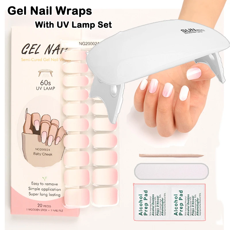 Gel Nail Strip Stickers And 6W UV Lamp Set Designer White French Full Cover Gel Nail Wraps Nail Art Stickers Decoration Tips
Gel Nail Strip Stickers And 6W UV Lamp Set Designer White French Full Cover Gel Nail Wraps Nail Art Stickers Decoration Tips