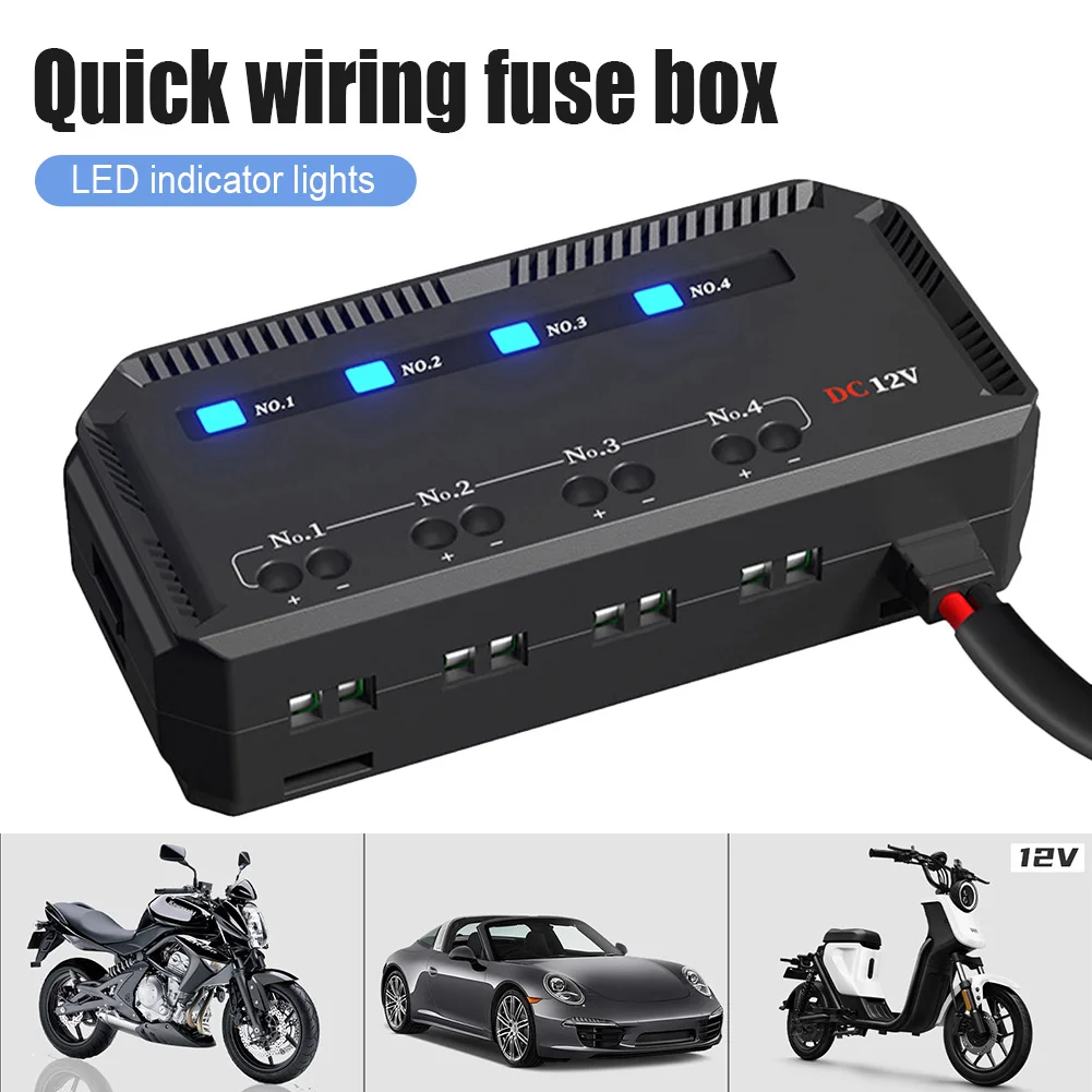 Universal 12V Fuse Box 20A Blade Fuse Block Car Motorcycle Block Fuse Holder with LED Indicator 4 Slots with 5A 3A 2A Fuses
Universal 12V Fuse Box 20A Blade Fuse Block Car Motorcycle Block Fuse Holder with LED Indicator 4 Slots with 5A 3A 2A Fuses