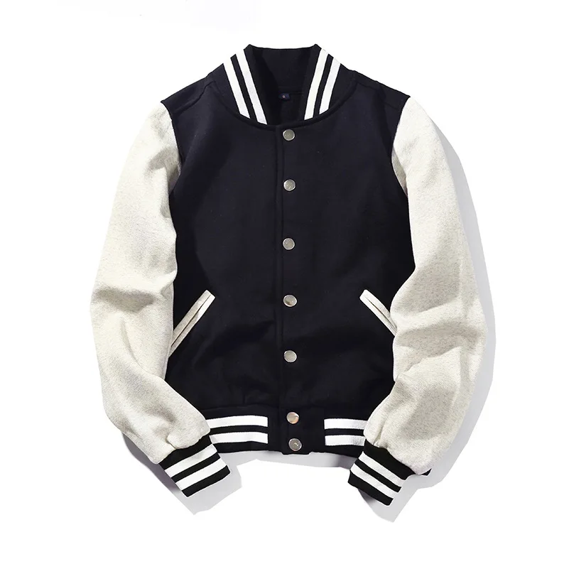 New Baseball Jacket Spliced Brand Single Breasted Patchwork Short Style Rib Sleeve Bomber Male Cotton Casual Baseball Jacket
New Baseball Jacket Spliced Brand Single Breasted Patchwork Short Style Rib Sleeve Bomber Male Cotton Casual Baseball Jacket