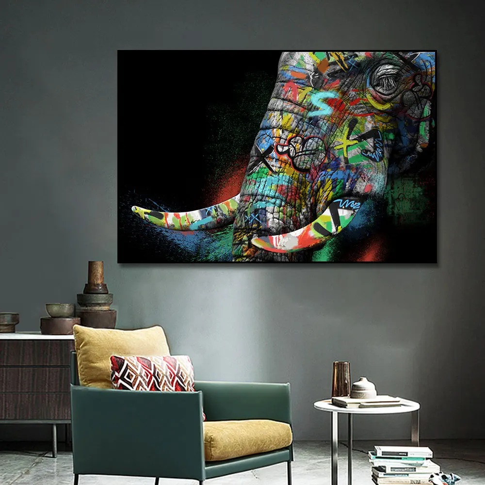 Colorful Elephant Street Graffiti Wall Art Canvas Prints African Animal Canvas Paintings for Livingroom Decoration No frame
Colorful Elephant Street Graffiti Wall Art Canvas Prints African Animal Canvas Paintings for Livingroom Decoration No frame