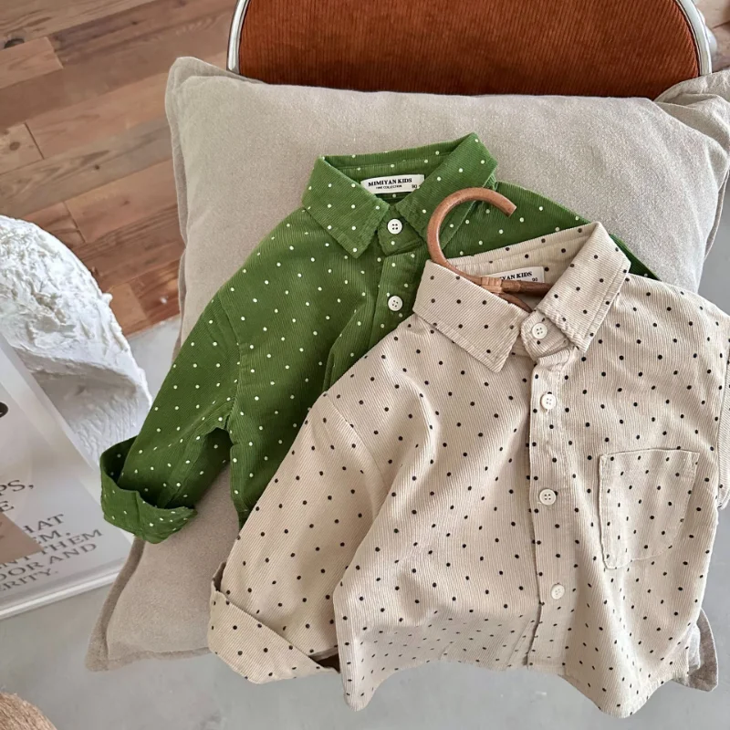 Рубашка детская Вельветовая в горошек, с длинным рукавом
Рубашка детская Вельветовая в горошек, с длинным рукавом