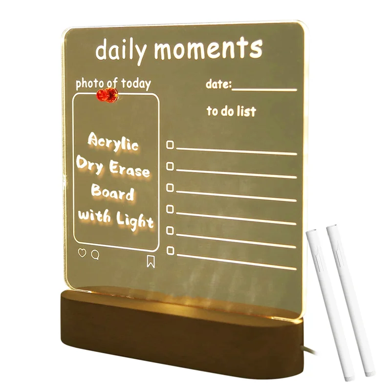 USB Acrylic Daily Moments Photo Memo Message Board with Wood Stand Holder Set Lamp Creative School Stationery
USB Acrylic Daily Moments Photo Memo Message Board with Wood Stand Holder Set Lamp Creative School Stationery