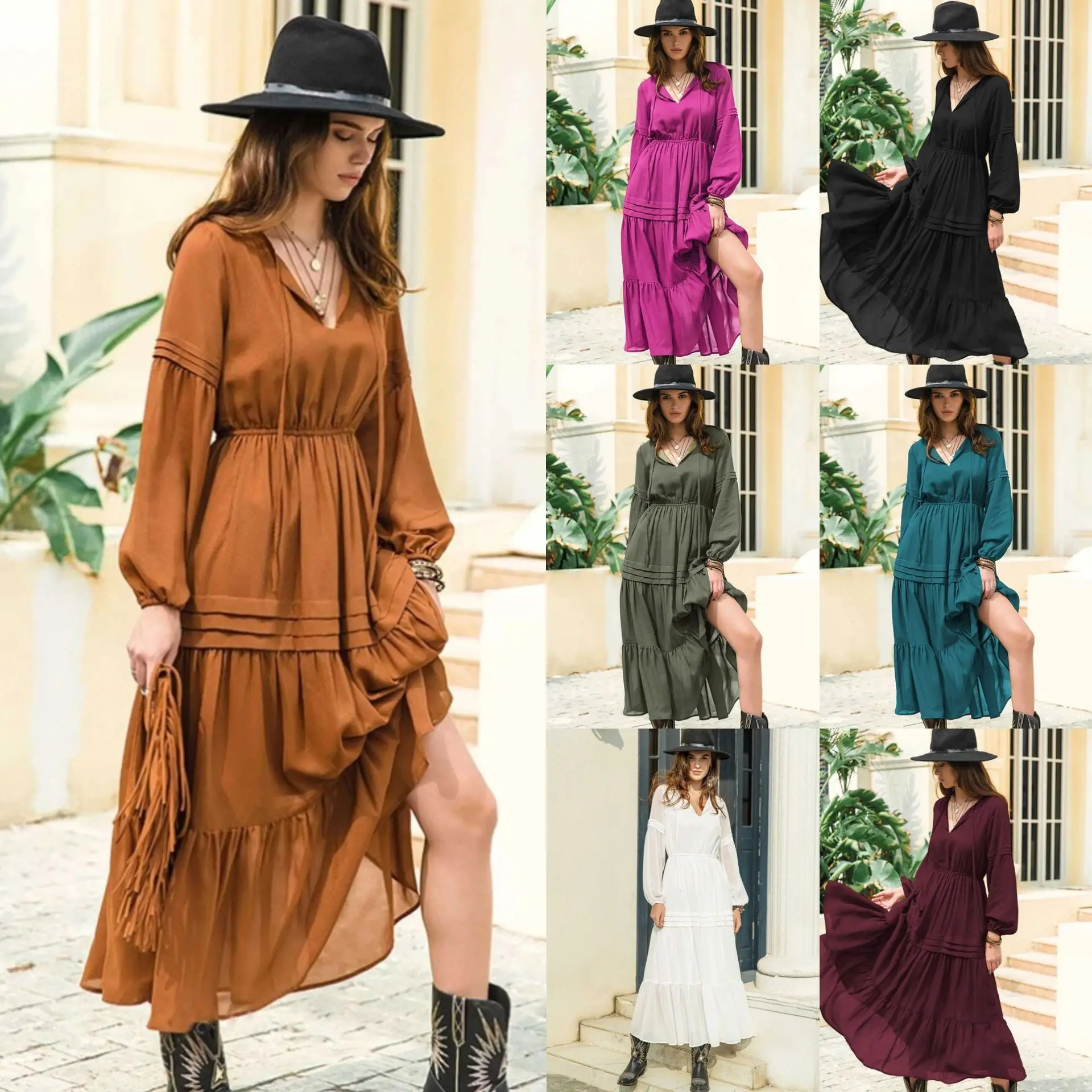 Autumn 2023 Elegant Princess Style French Court Style Solid Color Tunneled Lantern Sleeves Drawstring Show Body A-line Dress
Autumn 2023 Elegant Princess Style French Court Style Solid Color Tunneled Lantern Sleeves Drawstring Show Body A-line Dress