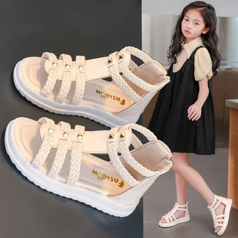 

Girls' sandals Summer 2023 new fashion open-toed princess shoes big children soft soled little girl baby Roman shoes