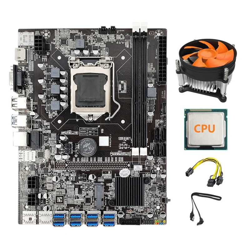 B75 BTC Mining Motherboard+CPU+SATA Cable+6Pin To Dual 8Pin Cable+Cooling Fan LGA1155 8XPCIE To USB DDR3 For Bitcoin
B75 BTC Mining Motherboard+CPU+SATA Cable+6Pin To Dual 8Pin Cable+Cooling Fan LGA1155 8XPCIE To USB DDR3 For Bitcoin