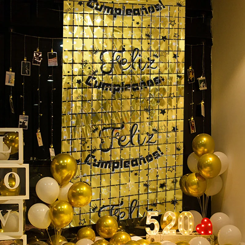 1x2m Spanish Happy Birthday Glitter Metal Foil Silk Tinsel Curtain Birthday Party Photography Background Photo Props Decoration
1x2m Spanish Happy Birthday Glitter Metal Foil Silk Tinsel Curtain Birthday Party Photography Background Photo Props Decoration