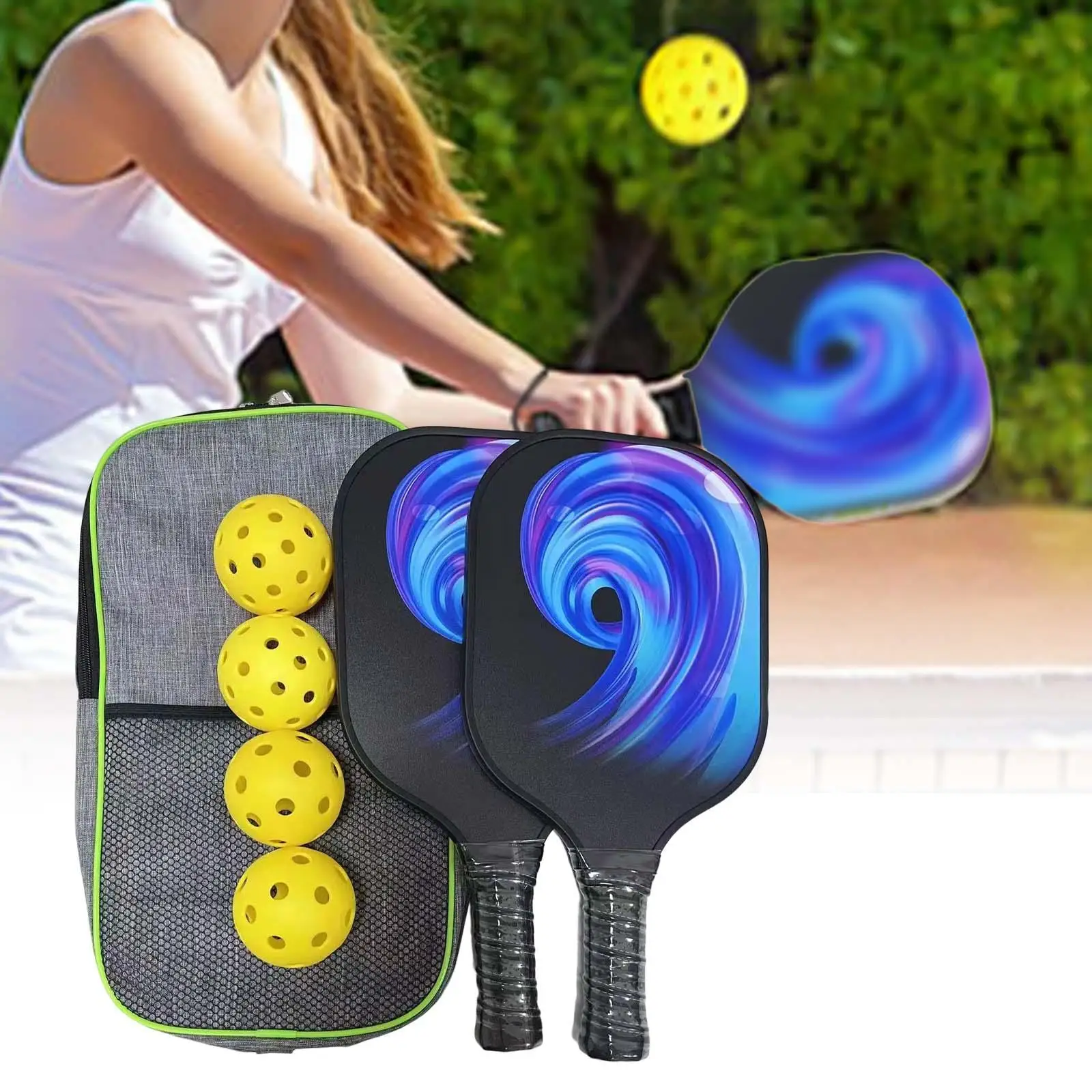 Set of 2 Premium Pickleball Paddles Lightweight Comfort Grip Rackets with 4 Pickleball Balls and Bag Indoor Outdoor Use
Set of 2 Premium Pickleball Paddles Lightweight Comfort Grip Rackets with 4 Pickleball Balls and Bag Indoor Outdoor Use