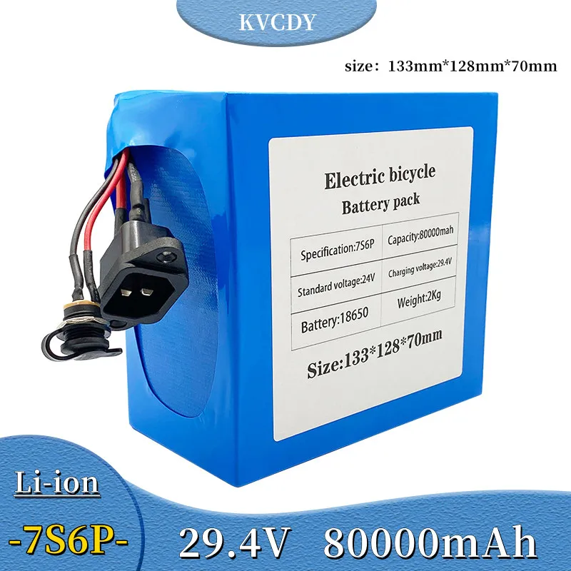 New 29.4V 7S6P 80000mAh 18650 Rechargeable Lithium Battery Pack for Electric Bicycle Scooter Wheelchair 250W 500W 1000W with BMS
New 29.4V 7S6P 80000mAh 18650 Rechargeable Lithium Battery Pack for Electric Bicycle Scooter Wheelchair 250W 500W 1000W with BMS