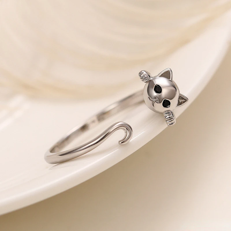 Silver Color Cat Opening Ring Metallic Style Simple Stylish Finger-ring for Women Funny Girl Gift Animal Trendy Jewelry
Silver Color Cat Opening Ring Metallic Style Simple Stylish Finger-ring for Women Funny Girl Gift Animal Trendy Jewelry