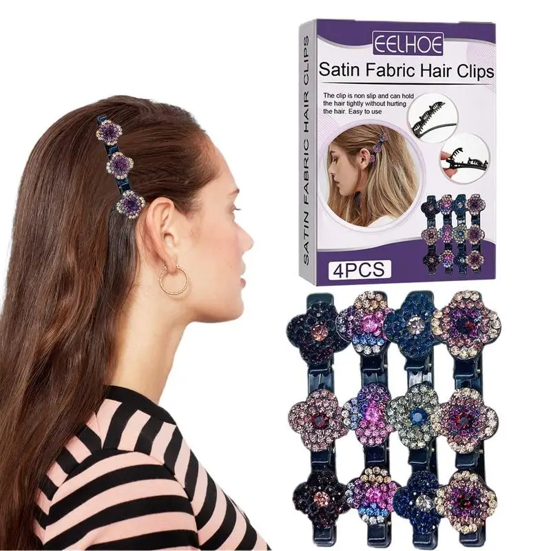 4pcs Sparkling Crystal Braided Hair Clip Clover For Women Girls Sweet Barrettes Hairpins Hair Accessories Gifts For Girl
4pcs Sparkling Crystal Braided Hair Clip Clover For Women Girls Sweet Barrettes Hairpins Hair Accessories Gifts For Girl