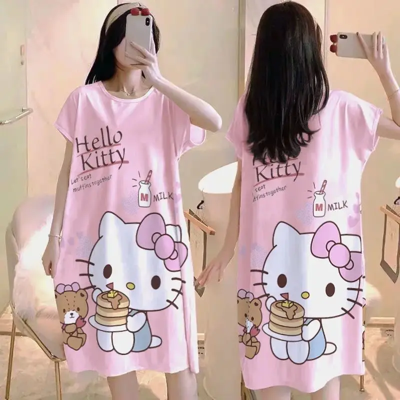 Cartoon Hello Kitty Large Size Nightdress Women's Summer Loose Short-Sleeved Sanrio Dress Cartoon Cute Pajamas Women's Homewear
Cartoon Hello Kitty Large Size Nightdress Women's Summer Loose Short-Sleeved Sanrio Dress Cartoon Cute Pajamas Women's Homewear