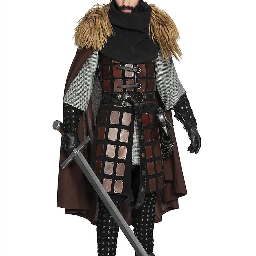 Vintage Warrior Leather Camisole Knight Costume Men Medieval Leather Armor Sleeveless Vest Top Stand Collar Leather Waist
Vintage Warrior Leather Camisole Knight Costume Men Medieval Leather Armor Sleeveless Vest Top Stand Collar Leather Waist