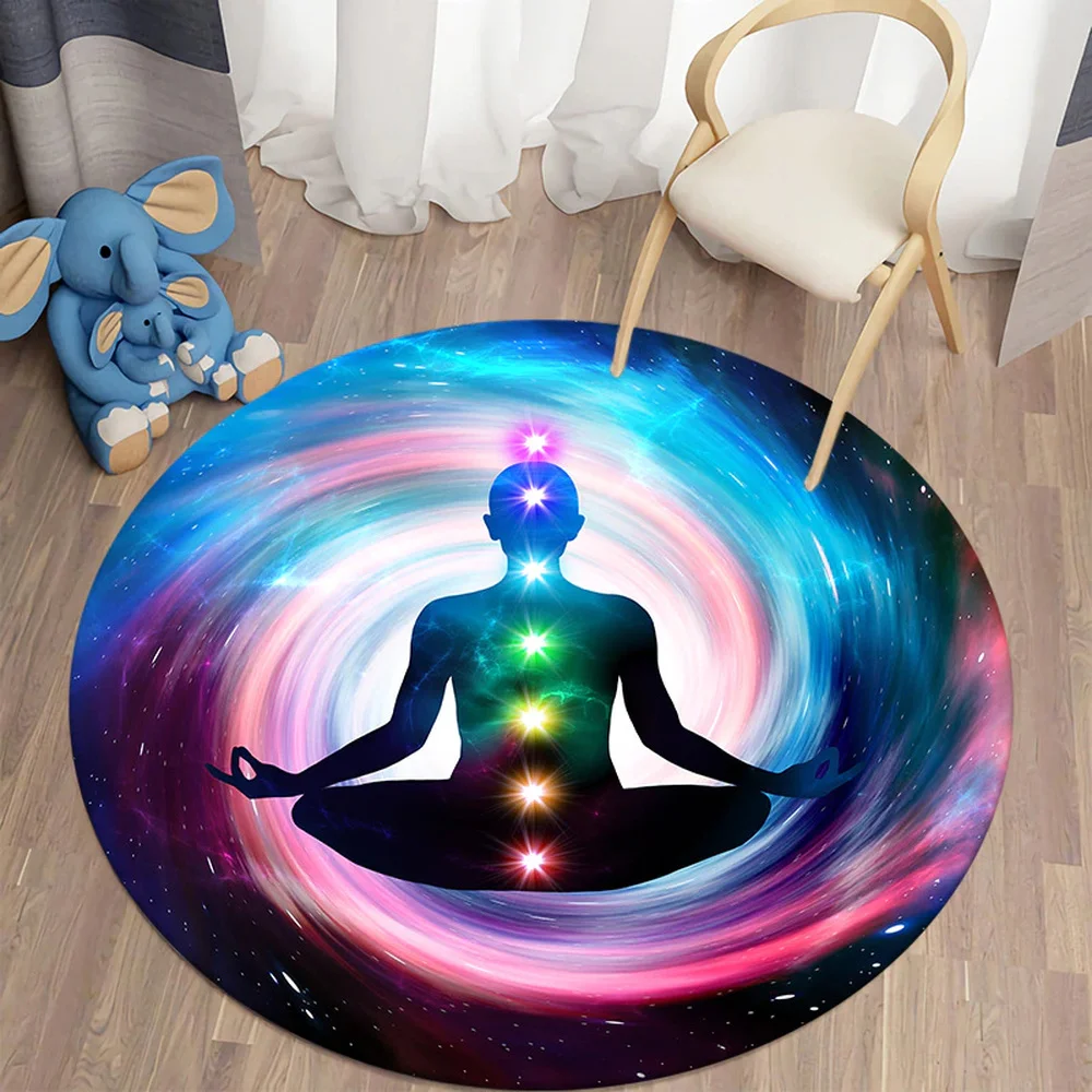 

CLOOCL Chakra Round Carpets For Living Room Meditation Theme Home Carpet Area Rugs Bedroom Floor Mat Home Decor Drop Shipping
