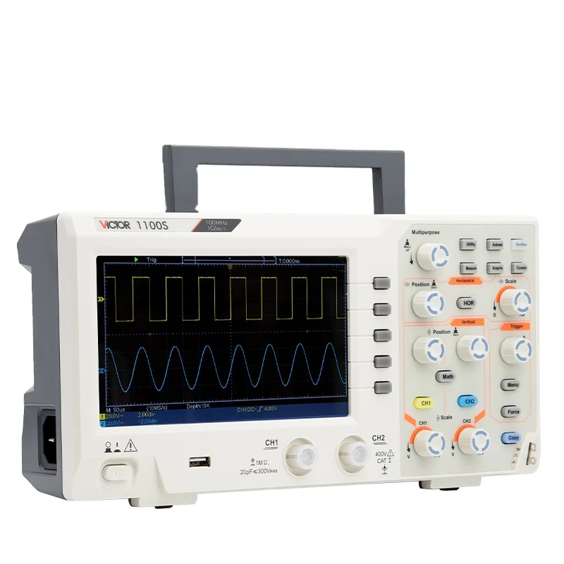 VICTOR 1100S 100 MHz Bandwidth Desk Type Digital Storage Oscilloscope SCPI Circuit Debugging /Testing 8 bits 2 channel
VICTOR 1100S 100 MHz Bandwidth Desk Type Digital Storage Oscilloscope SCPI Circuit Debugging /Testing 8 bits 2 channel