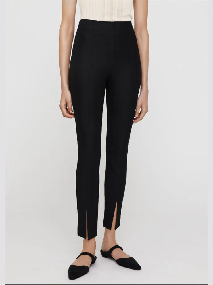 Women Trousers Front Slit High Waist Solid Color Stretch Slim Spring Summer Pants
Women Trousers Front Slit High Waist Solid Color Stretch Slim Spring Summer Pants