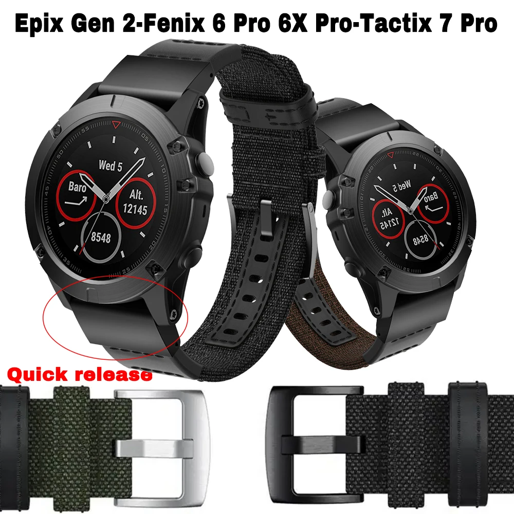 Ремешок для смарт-часов Quickfit, 22, 26 мм, для Garmin Fenix 7, 7X, 6, 6X Pro, 5X, 5 Plus, 3HR 935, 945, D2, bravo, спортивный брезентовый браслет 
Ремешок для смарт-часов Quickfit, 22, 26 мм, для Garmin Fenix 7, 7X, 6, 6X Pro, 5X, 5 Plus, 3HR 935, 945, D2, bravo, спортивный брезентовый браслет