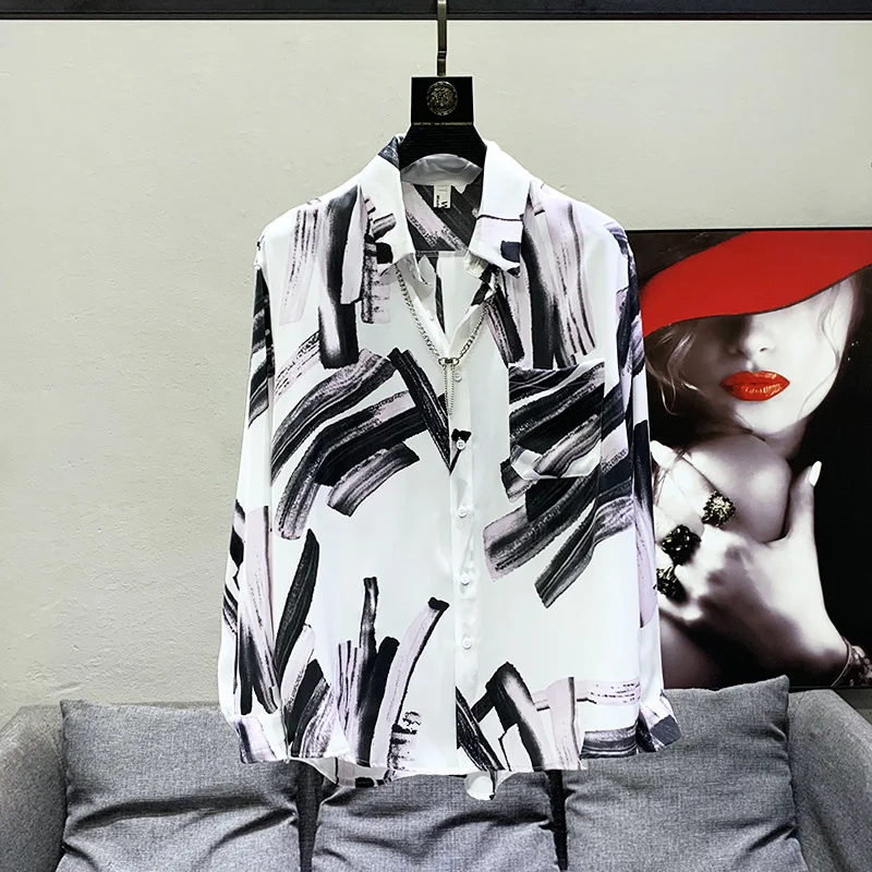 2023 Summer New Fashion Irregular Printing Shirts For Men Turn-down Collar Long Sleeve Loose Men's Blouse Clothing 21F3437
2023 Summer New Fashion Irregular Printing Shirts For Men Turn-down Collar Long Sleeve Loose Men's Blouse Clothing 21F3437