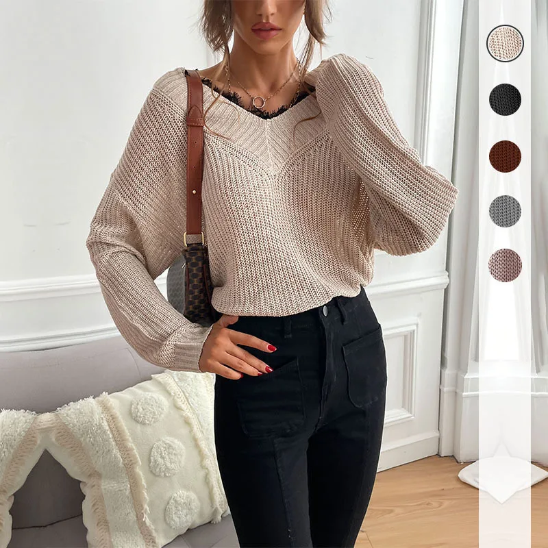 Casual Women's Loose Solid Color Knitwear V-neck Long Sleeve Top Women's Knitting Coat Soft Jacket Top Sweater Sweaters
Casual Women's Loose Solid Color Knitwear V-neck Long Sleeve Top Women's Knitting Coat Soft Jacket Top Sweater Sweaters
