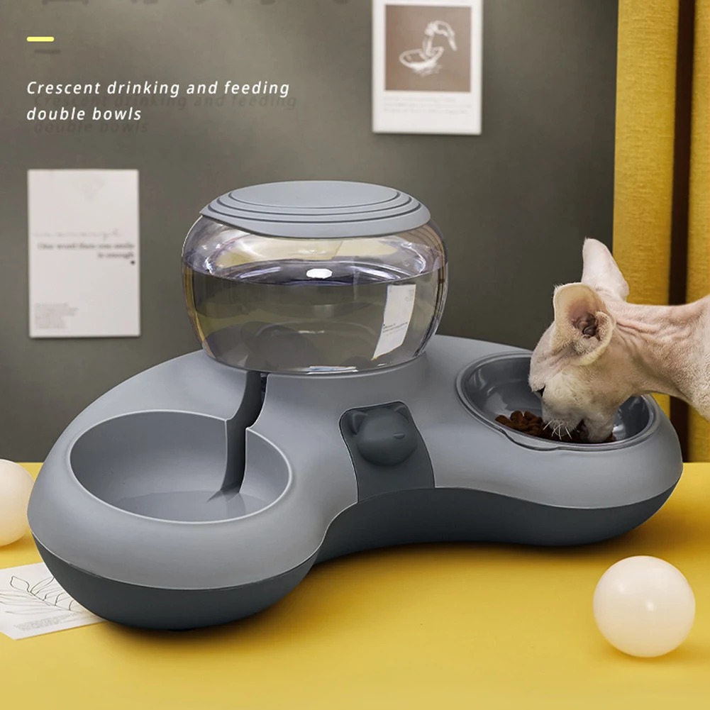 

Pet Cat Bowl Automatic Feeder Dog Cat Food Bowl With Water Fountain Double Bowl Drinking Raised Stand Dish Bowls For Cats