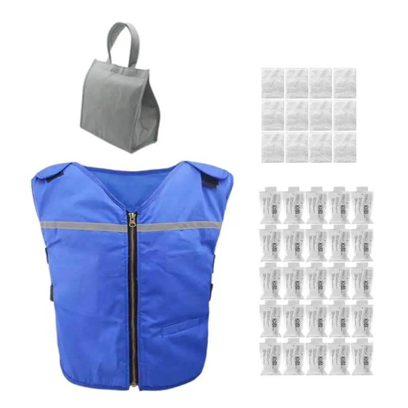 Outdoor Summer Cooling Vest Adjustable Ice Cooling Vest With 25 Ice Packs Sports Construction Work Ice Cool Vest For Hot Weathe 
Outdoor Summer Cooling Vest Adjustable Ice Cooling Vest With 25 Ice Packs Sports Construction Work Ice Cool Vest For Hot Weathe