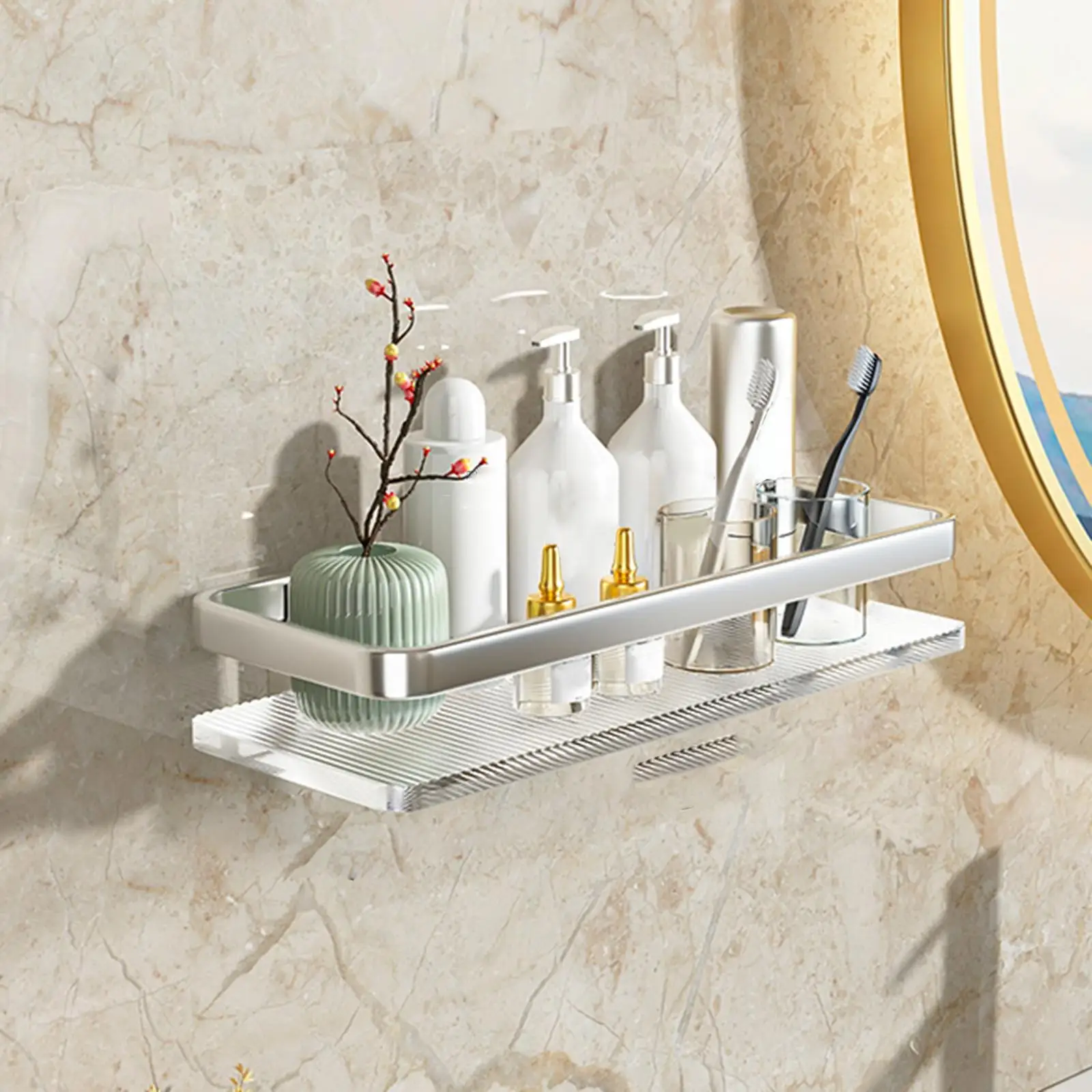 Floating Shelf Wall Mounted Luxury Storage Rack Holder Punch Free Storage Organizer Acrylic Shelf for Bedroom Bathroom Kitchen
Floating Shelf Wall Mounted Luxury Storage Rack Holder Punch Free Storage Organizer Acrylic Shelf for Bedroom Bathroom Kitchen