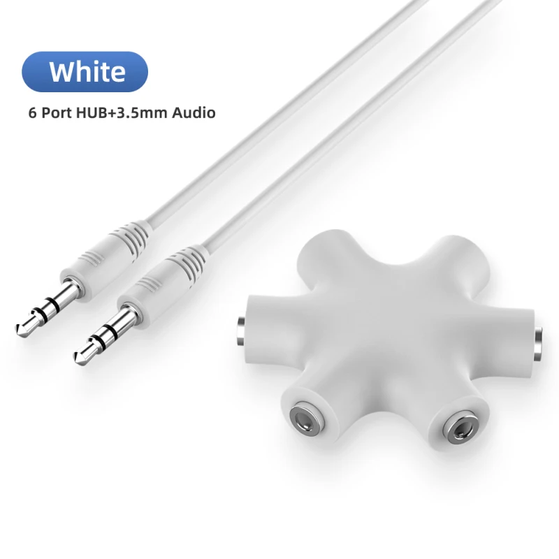 

6 в 1 3,5 мм аудио Aux кабель сплиттер 1 штекер на 5 гнездовых разъемов для наушников 3,5 разъем адаптер для планшета MP3 MP4 Φ